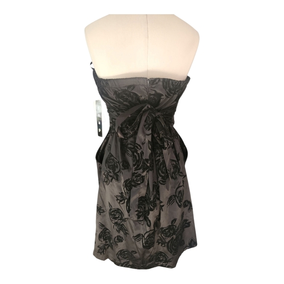 Deb Strapless Black Floral Jacquard Cocktail Dress Size 14 NWT - Picture 4 of 10